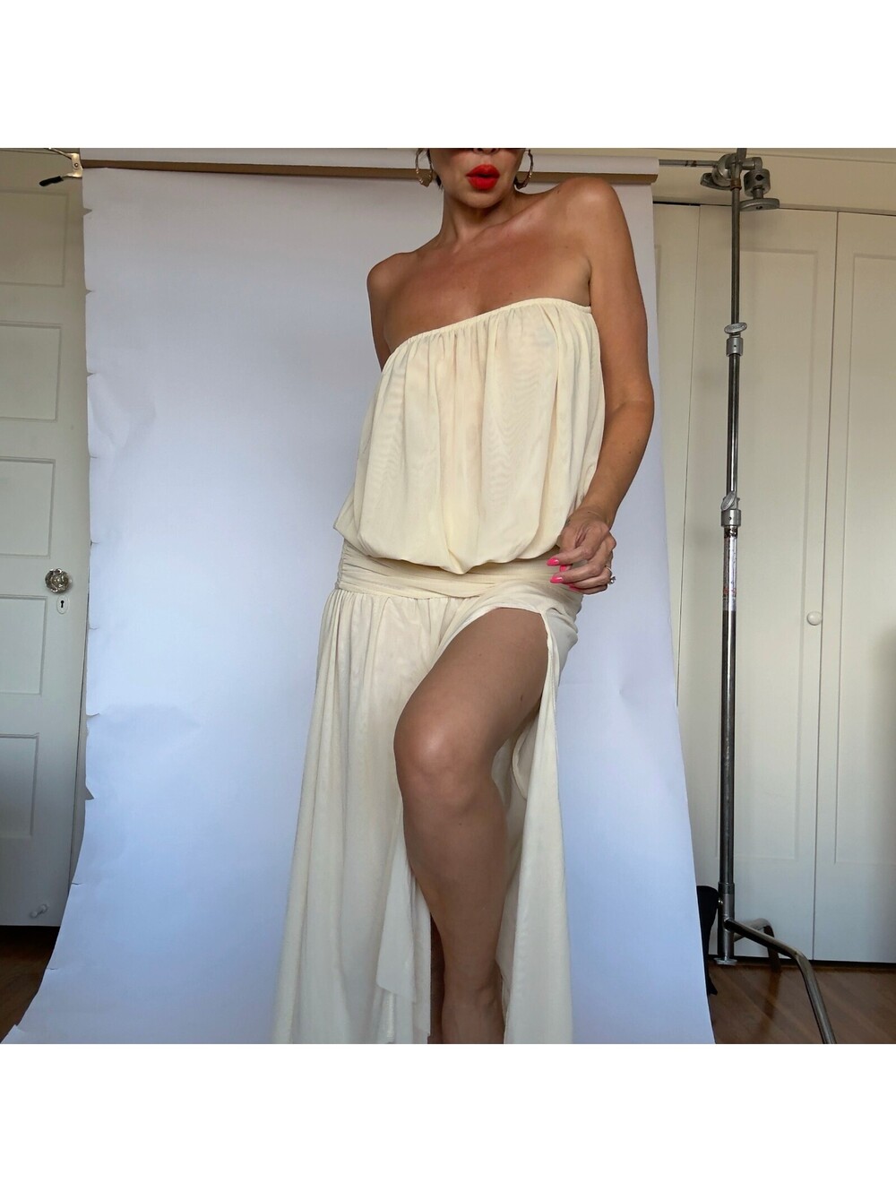 Cream Strapless Maxi Dress - Picture 7 of 7